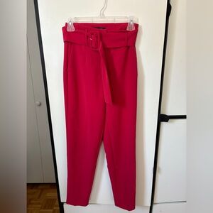 Dynamite Vibrant Red Women's Belted Trousers